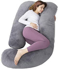 AMCATON 60 Inch Pregnancy Pillow for Sleeping, Extra Large U Shaped Body Pillow, Maternity Pillow for Pregnant Women with Velvet Cover (Dark Grey)
